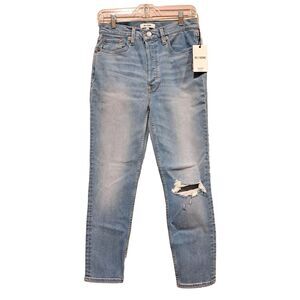 RE/DONE 90s High Rise Ankle Crop Denim Jeans Worn Light Azure Size 29 - NWT